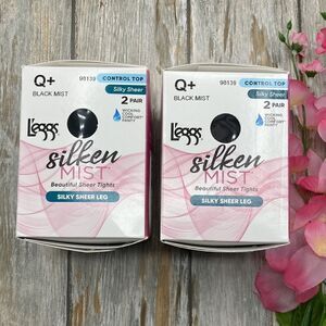 Silken Mist Silky Sheer Leg Control Top Sheer Toe Pantyhose 2, 2-Packs Size Q+